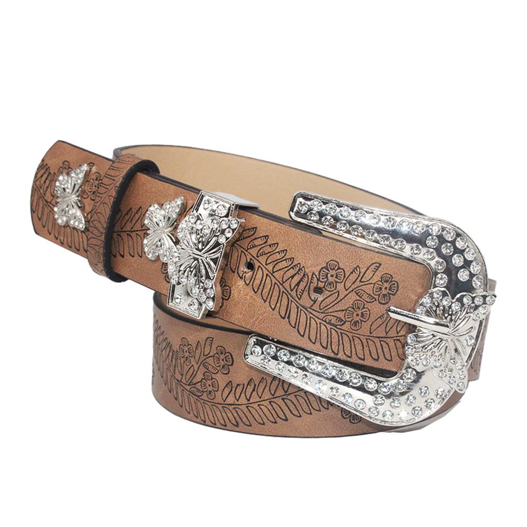 Womens Leathers Belts for Jeans Dresses Fashion Rhinestones Buckle Ladies Belt Jeans Belt Students Waistband
