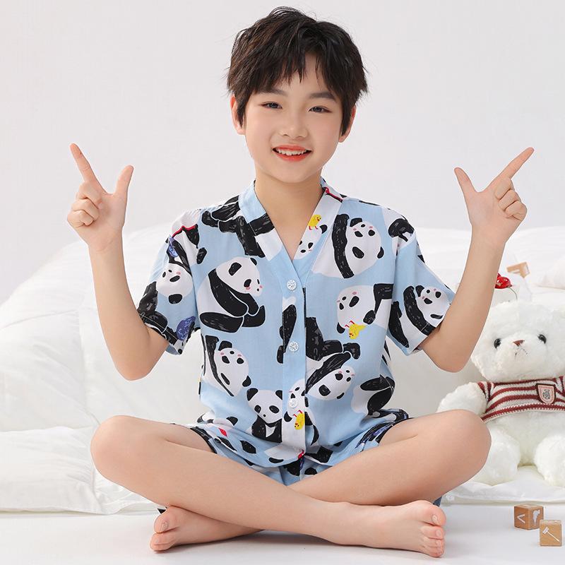 Kids' Thin Cotton Silk Summer Pajamas Set for Boys & Girls - Home Wear for Middle & Older Children