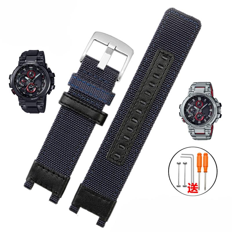 Nylon Canvas Leather Watchband Modified MTG B1000 for G-SHOCK C-asio Watch MTG-B1000 Series Outdoor Sport Mens Watch Band Strap
