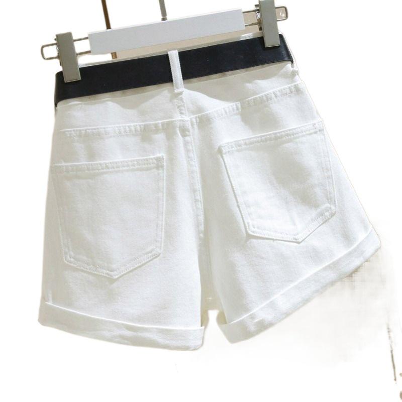 Trendy Women's High-Waisted Denim Shorts - 2026 Spring/Summer Korean Style, Loose Fit, Slimming Rolled Hem, Wide Leg A-line Design
