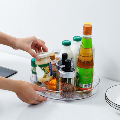 Vassoio girevole di stoccaggio, contenitore trasparente, girevole a 360°, contenitore rotondo per cucina, bagno, armadietto