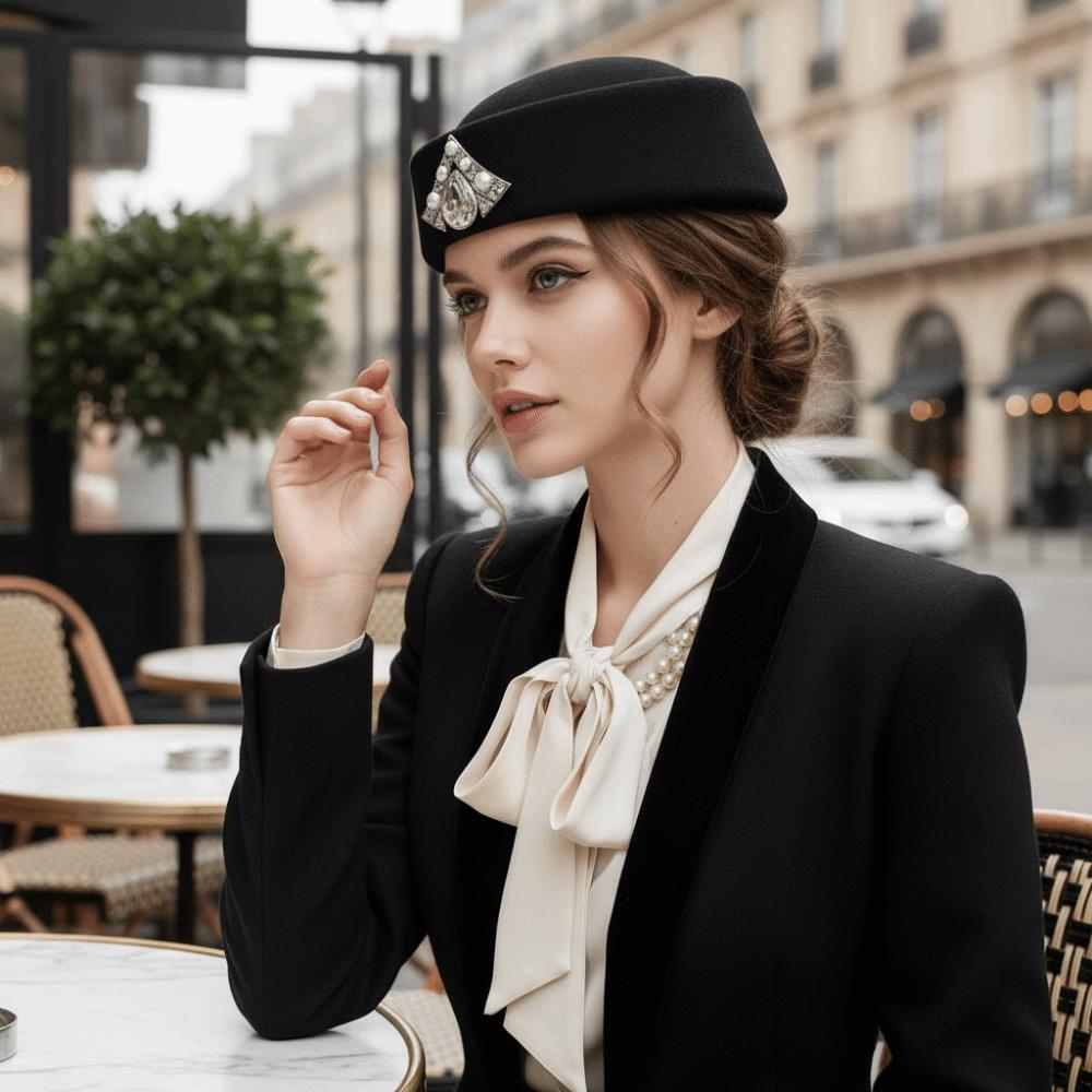 Pălărie Pillbox Culoare Solidă Stras Pâslă Beretă Pălărie Picătură Pălărie Topper Hurch Derby