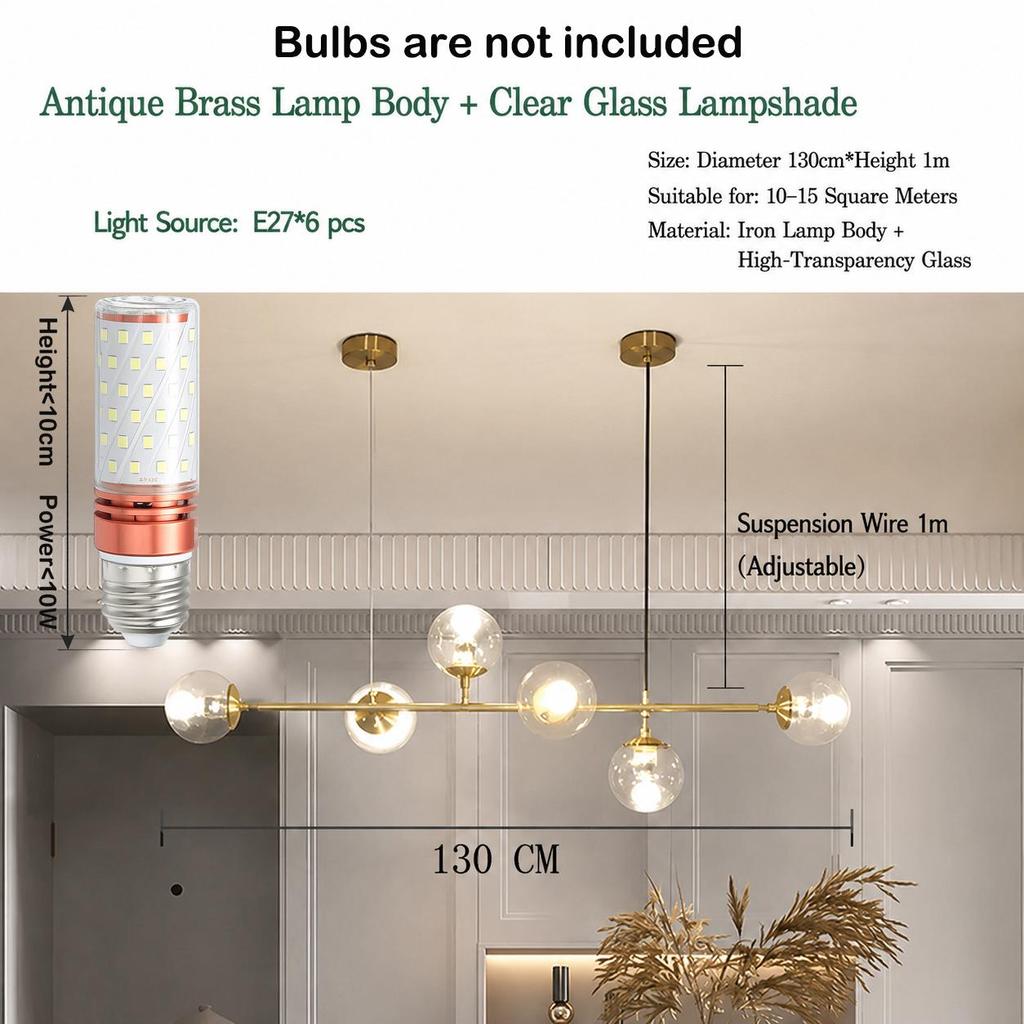 Modern Glass Ball Ceiling Chandelier for Table Dining Living Room Kitchen Island Pendant Lamp Home Decor Indoor Lighting Fixture
