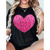 European Size Summer Increase The Stakes Women'S Crew Neck T-Shirt. Sparkling Glitter Heart Design, Airy