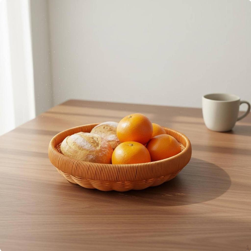 Round Woven Basket Versatile Imitation Rattan Bread Smooth Edges Wicker Style Serving Tray