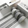 Office Desk Organization Tape 6 Rolls Plaid Washi Set, Grid Checkered Pattern Masking Tape, Self Literary Art Style Adhesive Decorative for