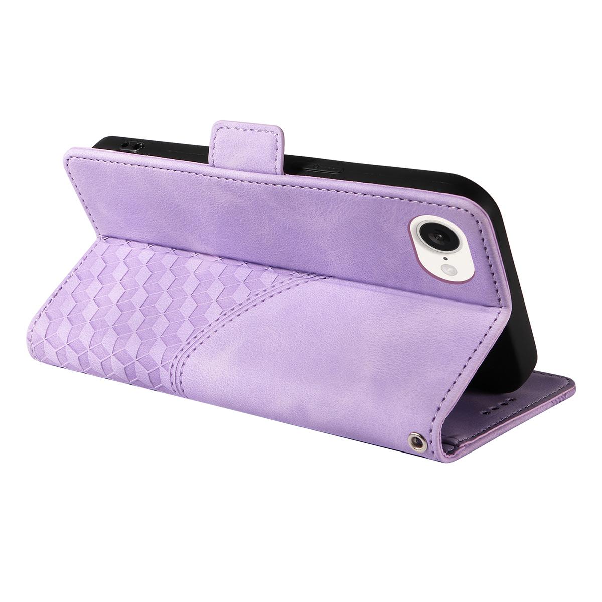 

For iPhone 16e Wallet Case ENKAY Imprint PU Leather Phone Stand Cover with Tempered Glass Green
