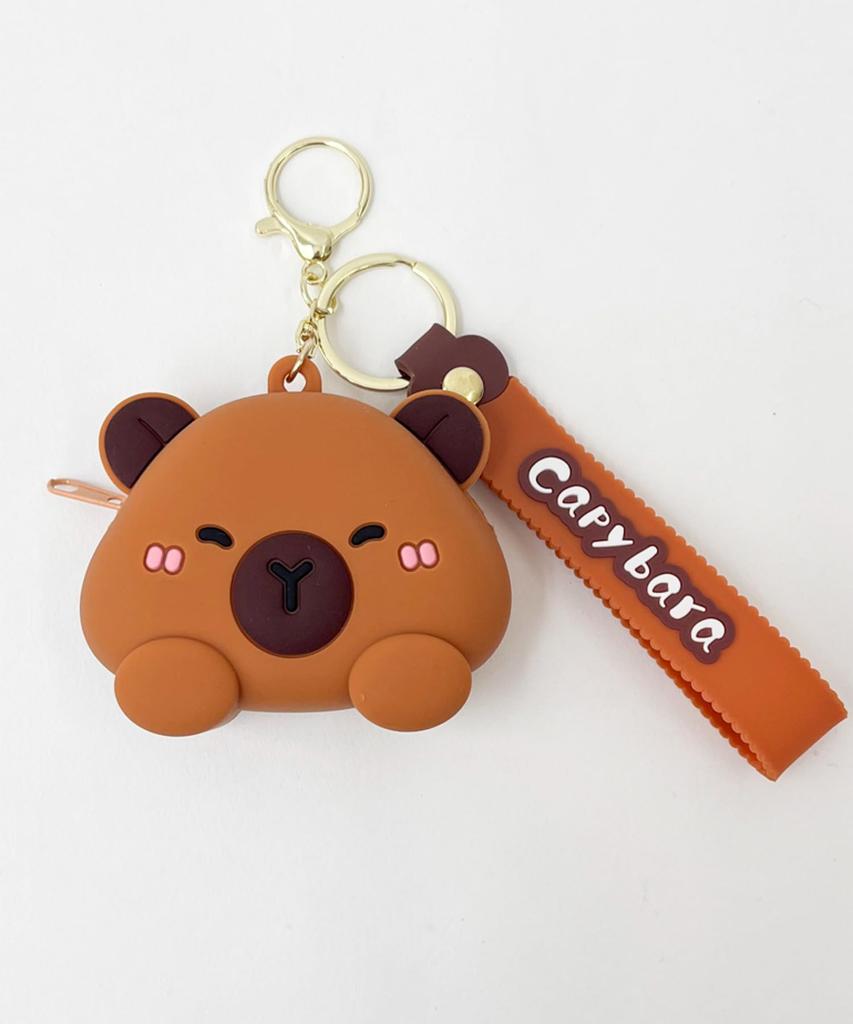 WEGO Capybara Mini Cute School Size Pattern 2 Pouch, Keychain, Gift, Present, Supplies, Women's, F,
