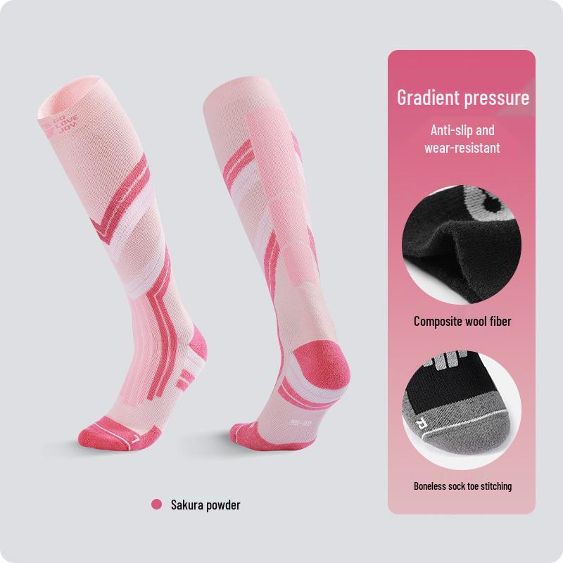 Unisex Winter Wool Ski Socks - Warm, Quick-Dry, Fleece-Lined, High-Top Compression for Outdoor Sports