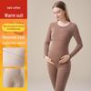 Maternity Thermal Underwear Set: Warm, Cozy Top & Bottoms for Postpartum Nursing - Velvet, Cashmere, Silk Blend for Winter