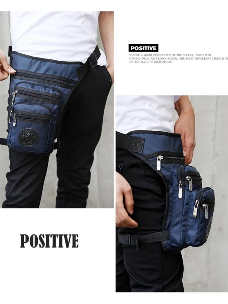 Men's Tactical Leg Bag Waterproof Multi-Pocket Drop Leg Pouch Outdoor Cycling Hiking Fishing Thigh Pack with Adjustable Straps