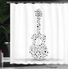 Music Guitar Shower Curtain Musical Notes Design Black White Art Bathroom Decor Waterproof Fabric Creative Home Accessories