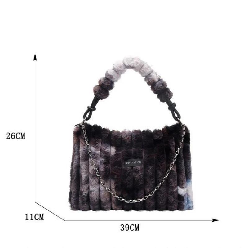 Женская сумка осень зима пушистая мода цепи молния мягкие кошельки и сумки сумка через — фото 7