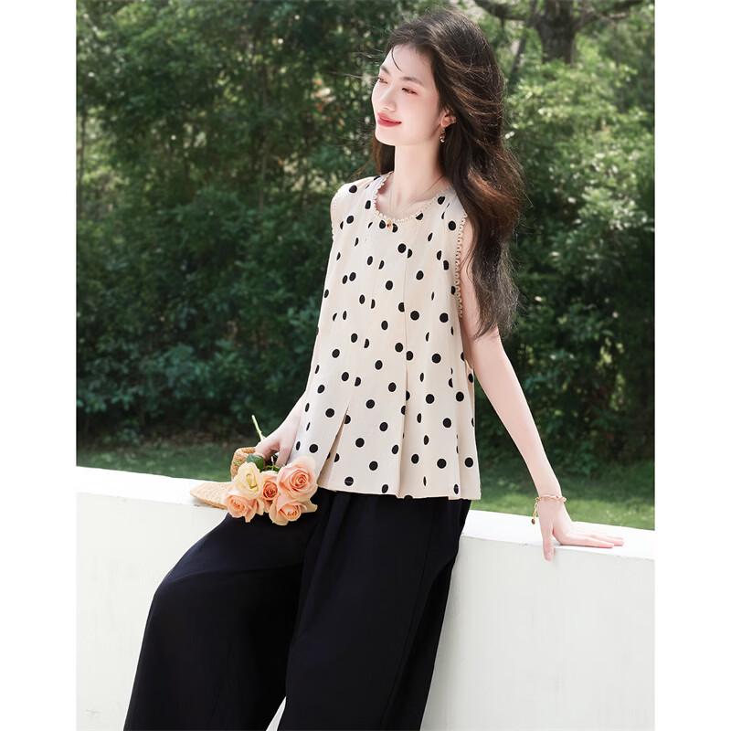 Linen Lyocell Sleeveless Top & Wide-Leg Pants Set