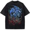Hot Anime Yu-Gi-Oh T-shirt Blue-Eyes White Dragon Y2k Washed Tshirt Oversized T Shirt For Men's Clothing Pure Cotton Tees Tops