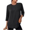 Women's Fashionable Casual  Neck  Colour Three-Quarter Sleeve T-Shirt Top