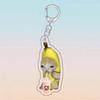 Cute Banana Cat Pendant Keychain Funny Acrylic Small Chain Cat Keychains Student Gift Bag Accessories