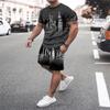 Summer Trend Fashion Men's Gradient Short-Sleeved Shorts Set 3D Print Retro Sports T-Shirt Two-Piece Men Streetwear Sportswear
