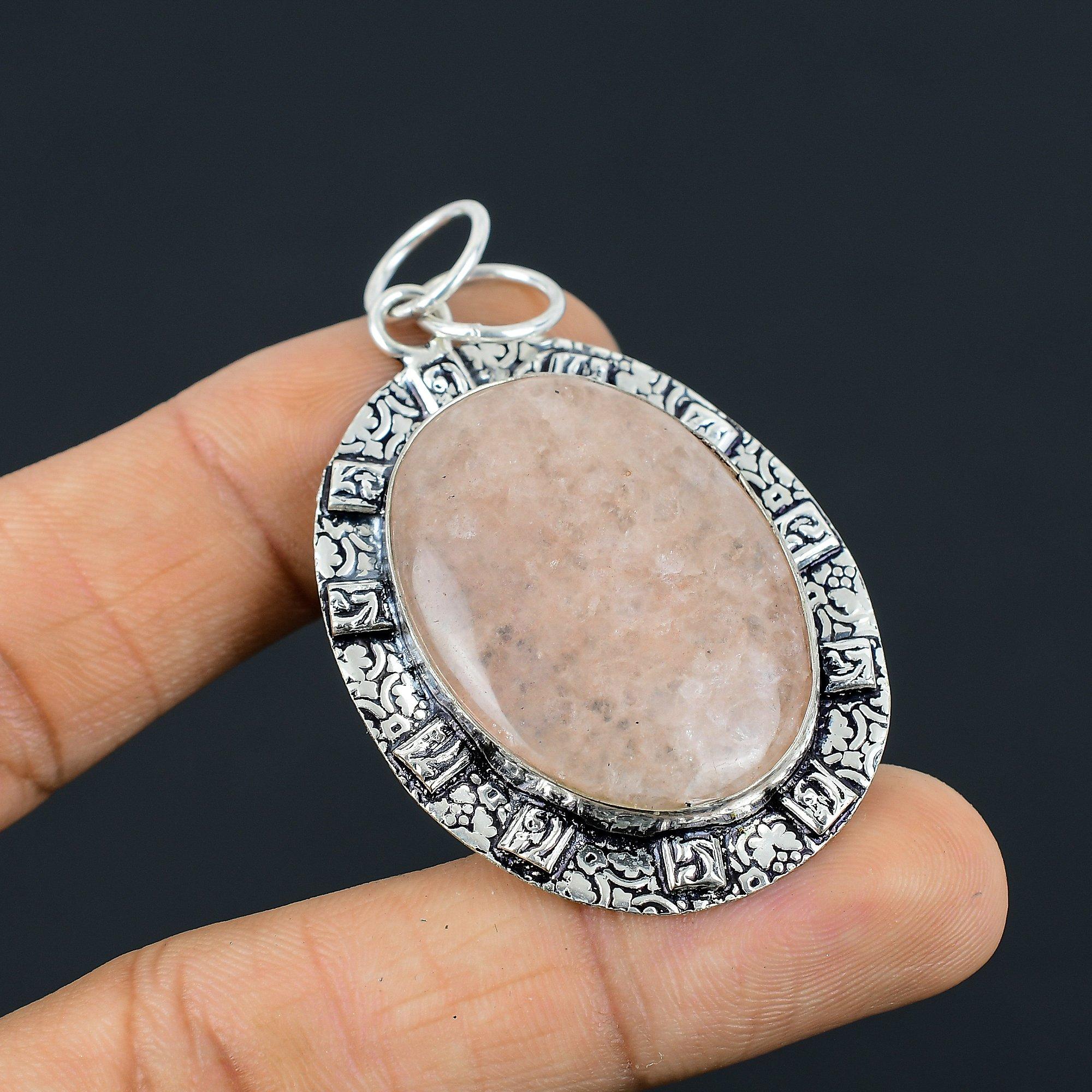 

Sisters Day Deal 925 Sterling Silver Natural Rose Quartz Wedding Pendant Jewelry
