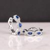 Marquise Blue Sapphire Huggie Earrings, Cubic Zirconia Paving Sapphire Women's Earrings, Luxury Jewelry Gifts