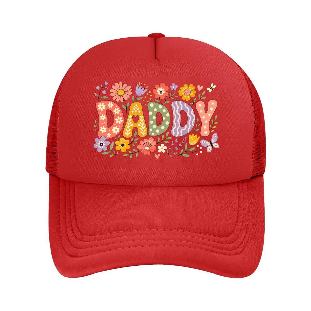Groovy Floral Daddy Retro Bloom Lett Mesh Baseball Cap Hip Hop Adjustable