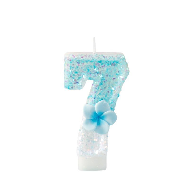 Creative Numbers Birthday Party Day Candles First Year Blue Cute Flowers Cake Decorations