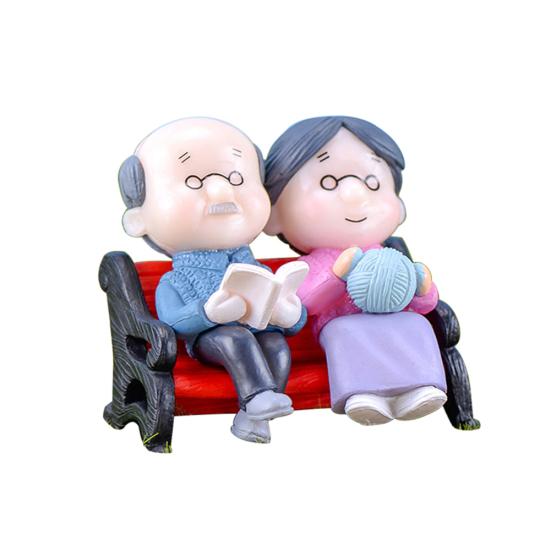 Mini lavička v parku Děda Babička Model Miniaturní Krajina Zahrada Dekor Ornament