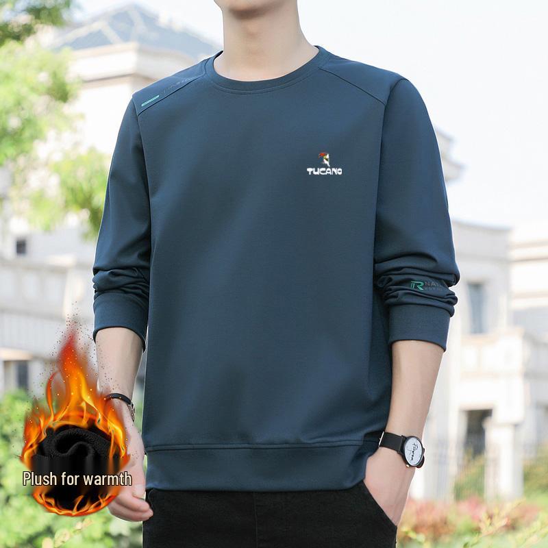 Men's Woodpecker Casual Long-Sleeve T-Shirt, 2025 Spring/Autumn, Plus Size Loose Fit, Round Neck Handsome Sweatshirt.