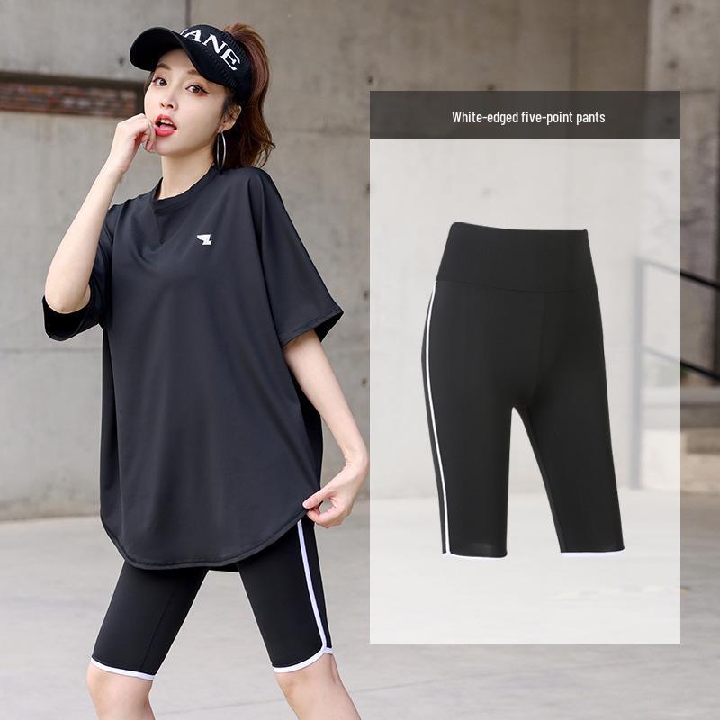 Women's Plus Size Yoga Set: Loose Short Sleeve T-Shirt & Gym Shorts
