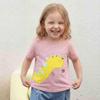 Dinosaur Embroidery Floral Girls' Knitted Cotton T-shirt - European & American Style
