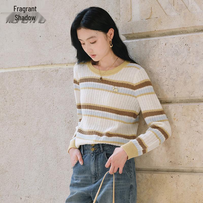 Women s Color-block Striped Wool Blend Knit Sweater S