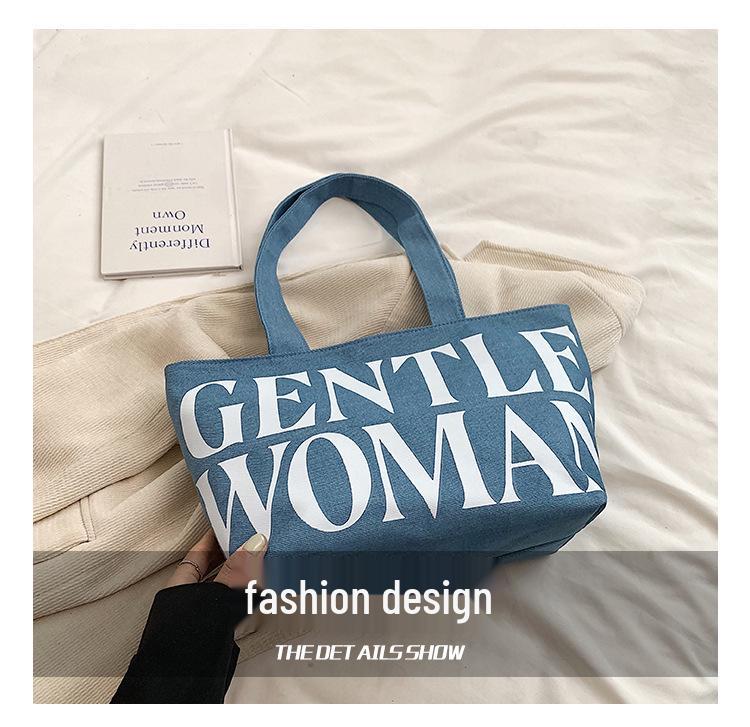 Japanese Style Large Capacity Canvas Tote for Women - Versatile Single Shoulder & Crossbody Handbag with Letters