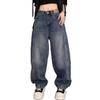 Women's High Waist Wide Leg Denim Jeans – Autumn Retro Style, Plus and Small Sizes