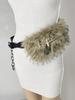 Sparkly Rhinestone Faux Fur Patchwork Waist Belt with Pin Buckle - Y2K Leather Eyelet Design