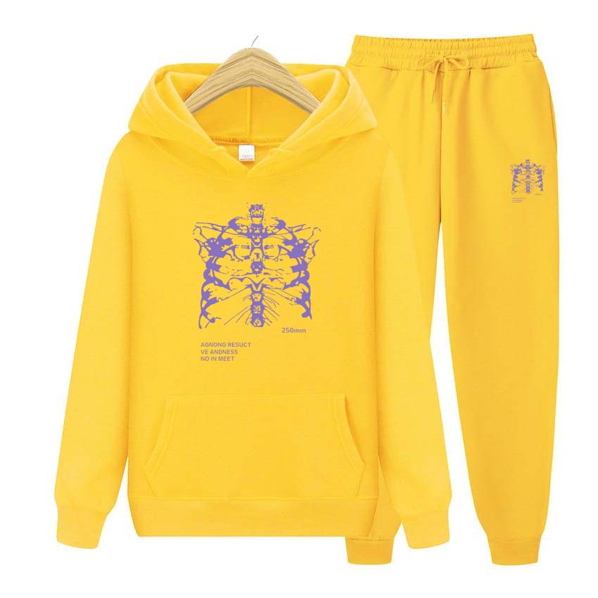 Jesienno-zimowe bluzy + spodnie Dwuczęściowy zestaw Drukowanie Męskie bluzy damskie Dresy Spodnie do biegania Grube, ciepłe ubrania męskie