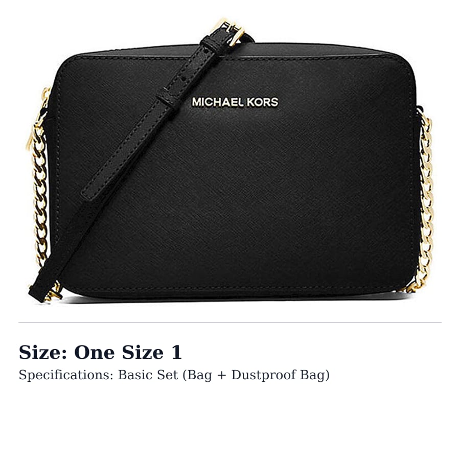Michael Kors Jet Set Leather Portable Crossbody Bag, Shoulder Bag Women's Black 32S4GTVC3L-BLACK