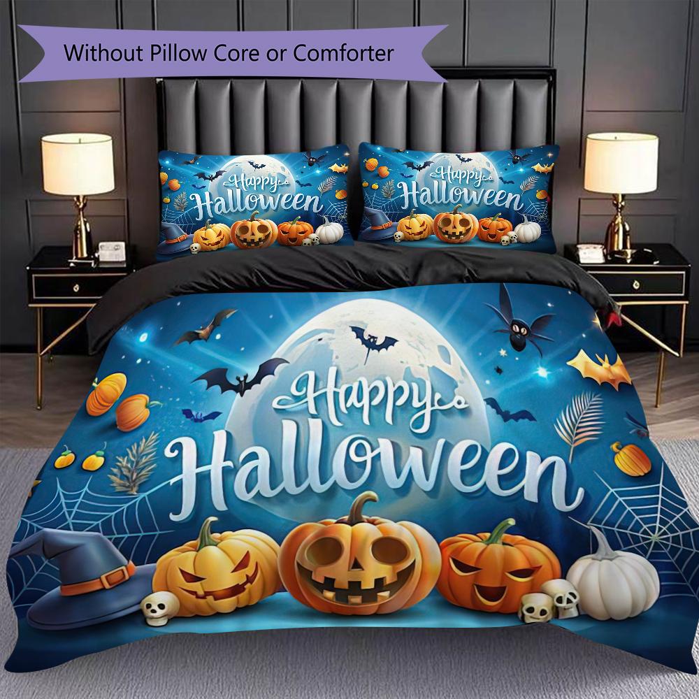 1PC Halloween theme pattern Bedding Quilt Set Quilt Cover Pillowcase Home Decoration Birthday Gift (1 * duvet cover + 2 * pillowcase, without core)