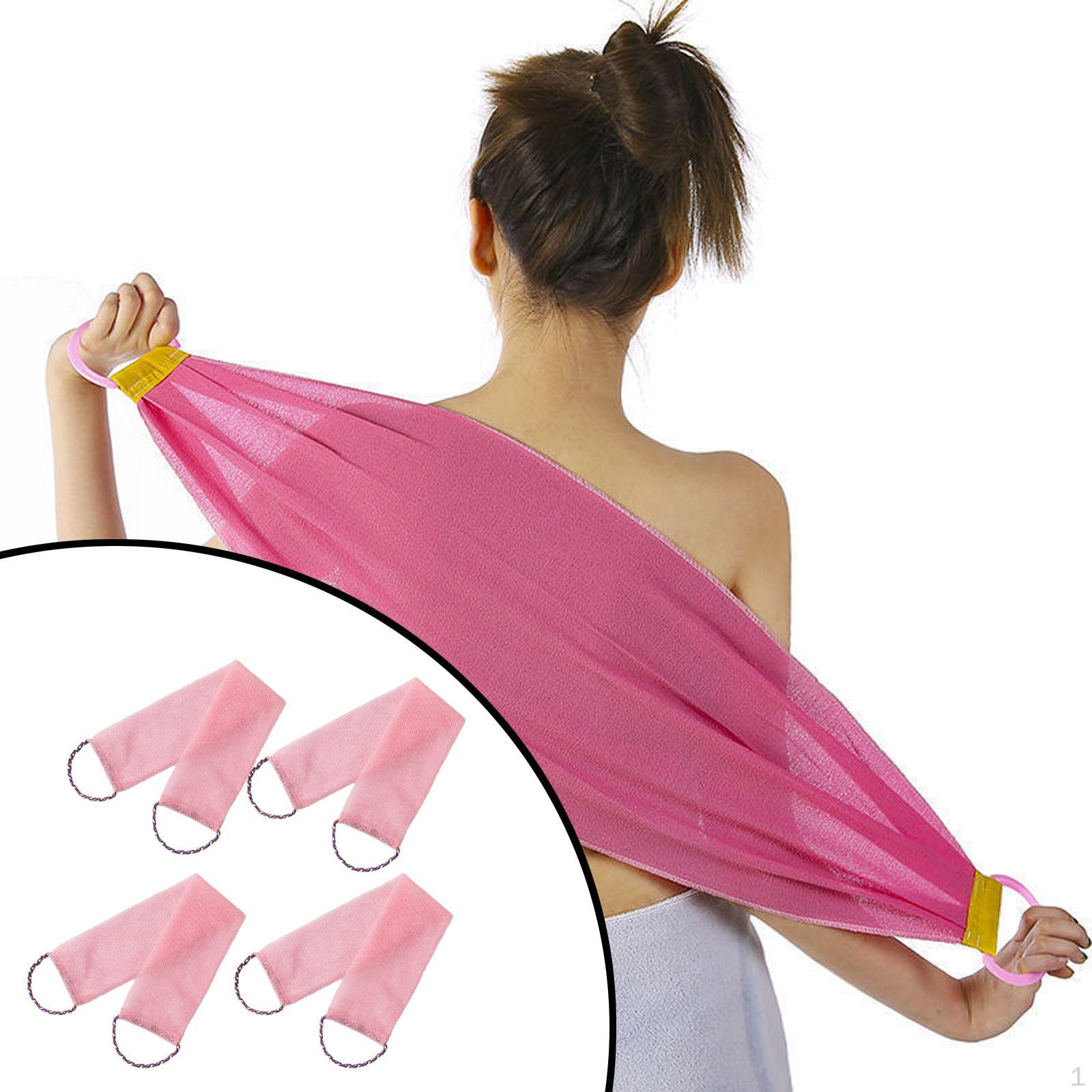 

4 шт. Сетка для ванны с ручками, щетка для мытья спины, удлиненная, сглаживающая, мочалка, аксессуары для ванной розовый