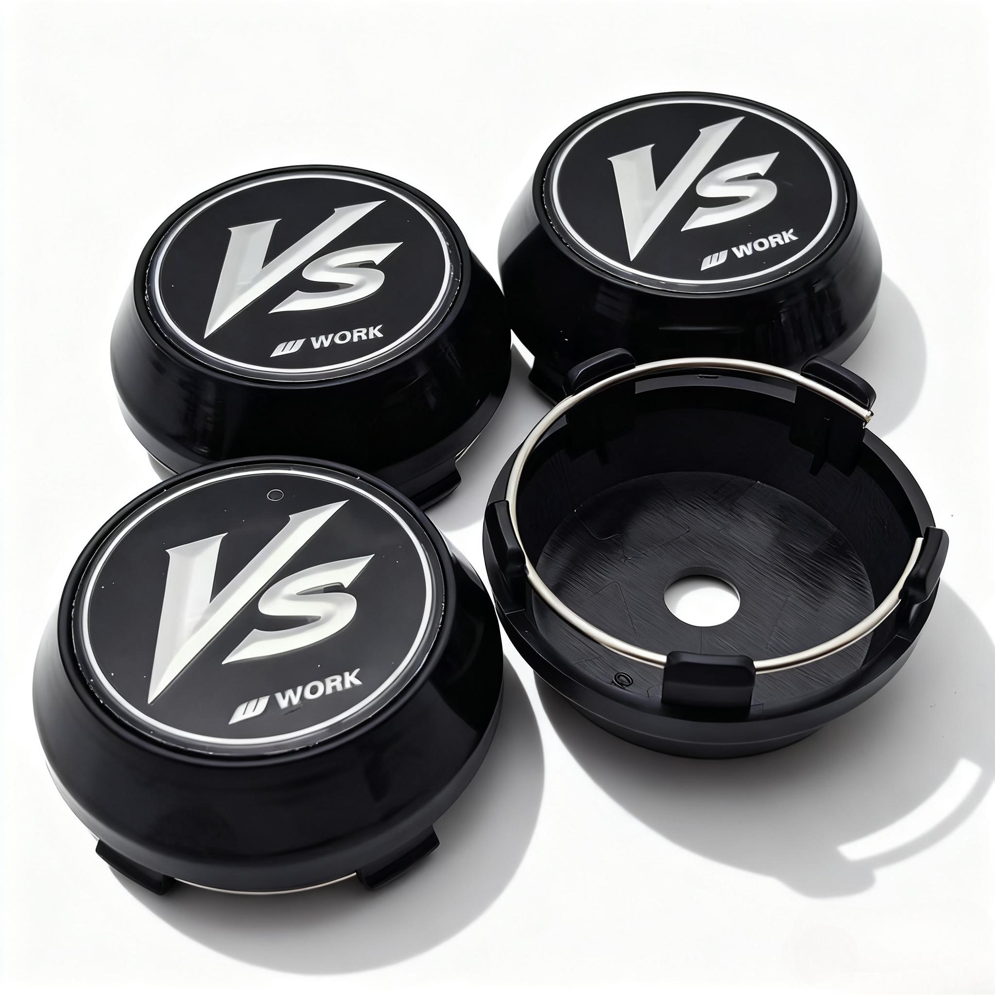 

4pcs JDM VS W Work Logo Emblem Badge Car Wheel Center Caps 60MM 56MM Wheels Hub High Cap Rim Hubcaps Dust Cover Car Accessories VS L Badge&4pcs High Caps