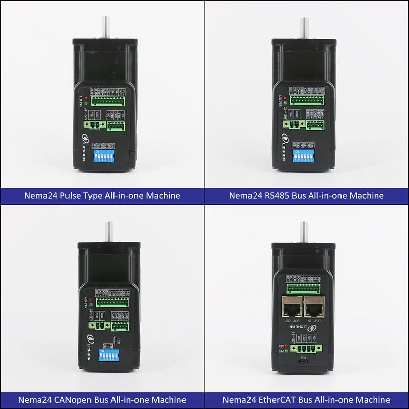 Lichuan integrated Nema24 closed loop motor 3Nm 3.8Nm 4.3Nm DC24V-50V 4A Ethercat/Pulse/Modbus RS485/CANopen control optional