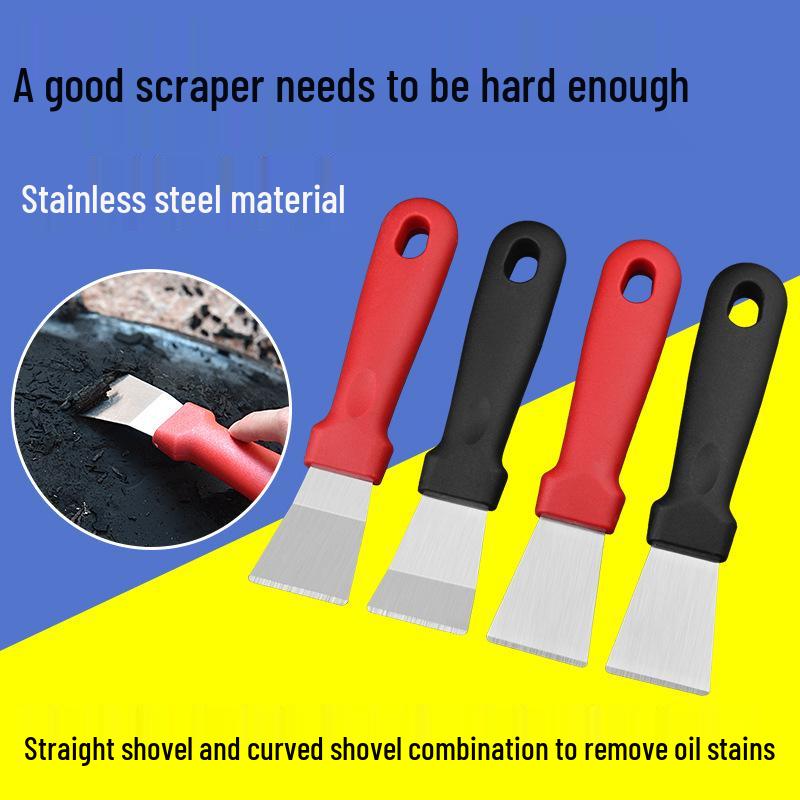 Stainless Steel Multifunctional Scraper for Pot Bottoms and Oil Stains - Black Kitchen Cleaning Tool