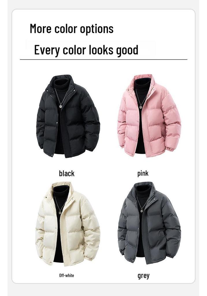 Autumn Winter 2025 Men's Stand Collar Thick Velvet Padded Cotton Jacket