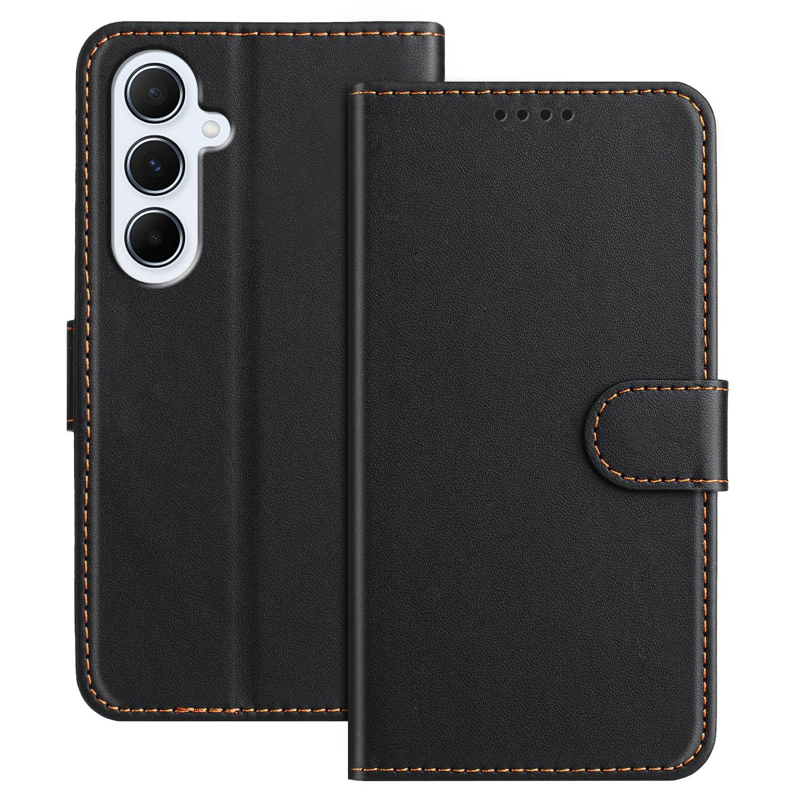 

For Samsung Galaxy A26 5G Leather Case Wallet Stand Solid Color Anti Drop Phone Cover Black
