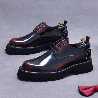 Men's Business Dress Leather Shoes Platform Leather Men's Shoes Casual Wedding Cowhide Shoes Men