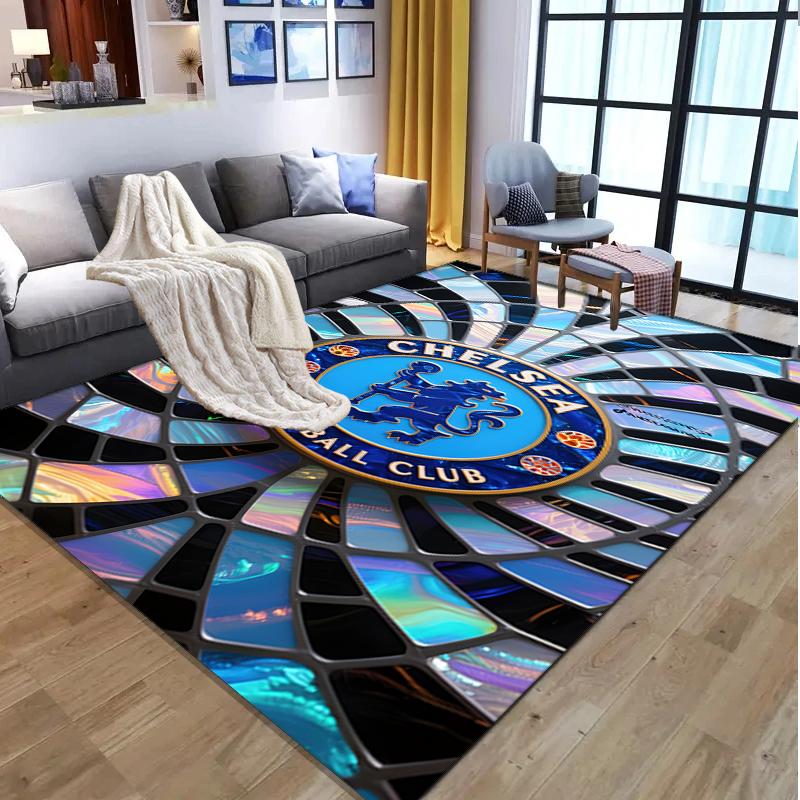 Chelsea F.C Muster Teppich, Innen-/Außenmatte, für Picknick, Spielzimmer, Schlafzimmer, Büro, Wohnzimmer, Heimdeko Teppich, Geburtstagsgeschenk
