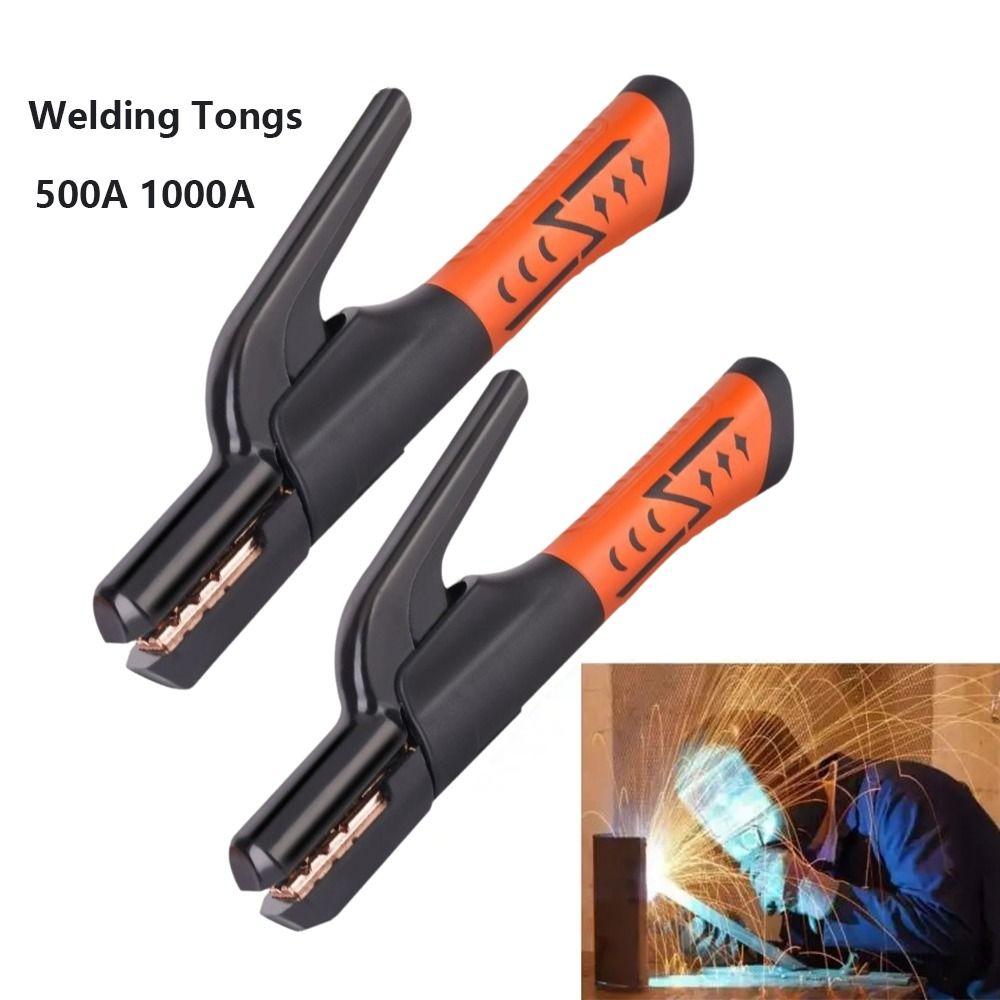 500A 1000A Welding Electrode Holder Heavy Duty Secure Grip Electrode Clamp Thickened Anti-scald Welding Tongs For Welders