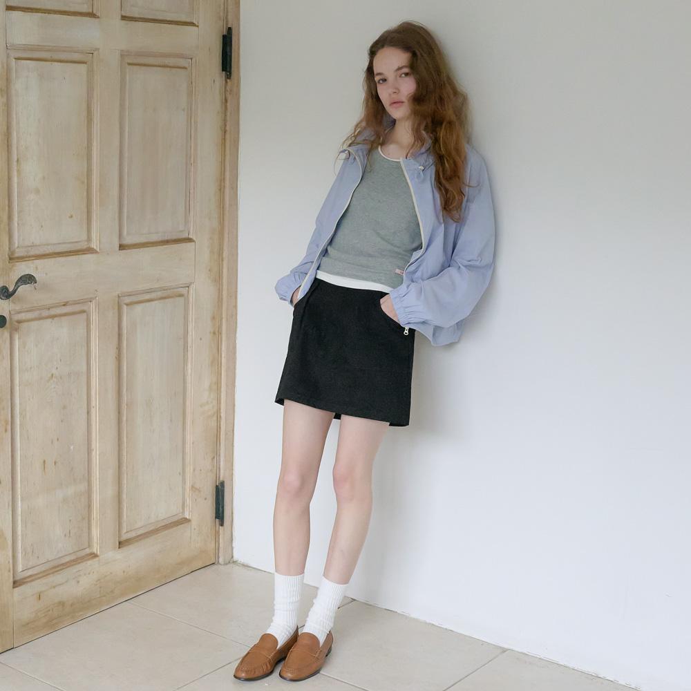 Elssibeui Soft Cotton Mini Skirt_Black