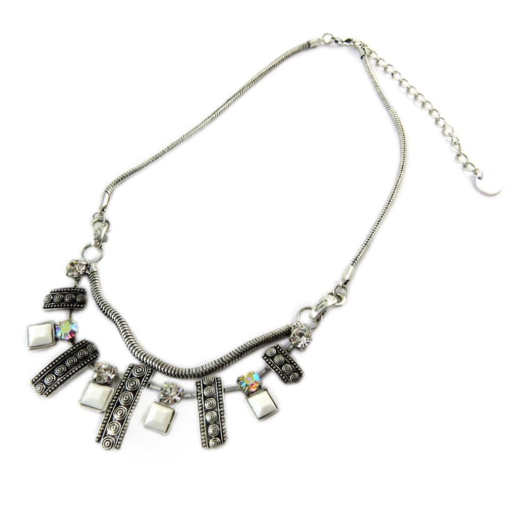 Les Trésors De Lily [E2076] - Designer Necklace 'Memories of the Past' White Silver