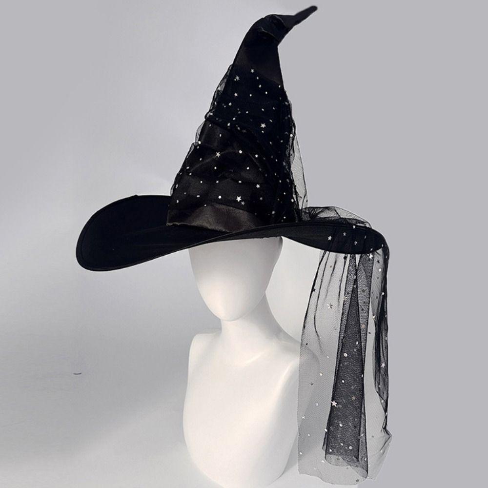 Velvet Cloth Halloween Witch Hat Gothic Queen Mesh Baroque Witch Hat Cosplay Photo Props Decoration Supplies Wizard Cap Adult