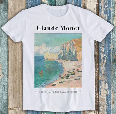 Claude Monet Etretat The Beach and the Falaise d'Amont Gift Tee T Shirt M1342